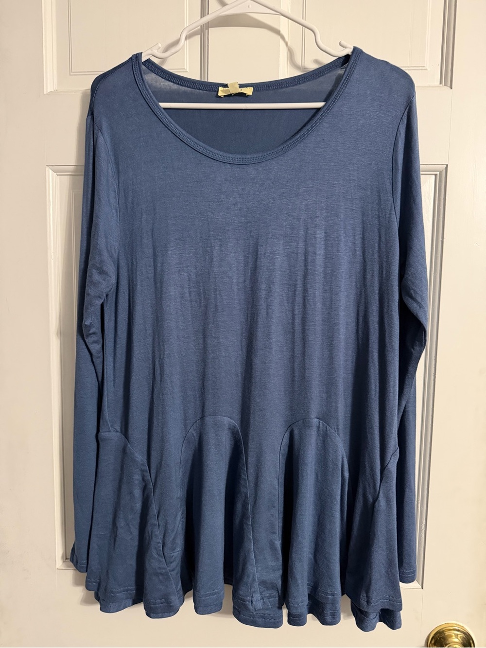 Kori Dusty Blue Long-Sleeve Scoop Neck Tunic